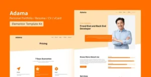 Adama - Personal Portfolio & Resume Elementor Template Kit