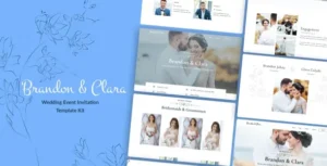 Brandon & Clara - Wedding Event Invitation Elementor Template Kit