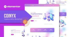 Coinyx - Cryptocurrency Blockchain & Bitcoin Elementor Template Kit