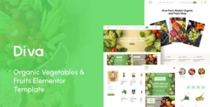 Diva - Organic Vegetables & Fruits Elementor Template Kit