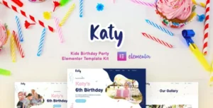 Katy - Kids Birthday Party Planner & Invitation Elementor Template Kit