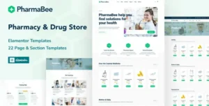 PharmaBee - Pharmacy & Drug Store Website Elementor Template Kit