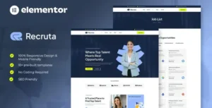 Recruta - Human Resources & Recruitment Agency Elementor Template Kit
